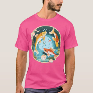 Camiseta Beleza E Maravilha Do Peixe Koi Nesta Gota E Del