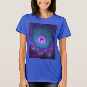 Camiseta Beleza Floral Abstrata Arte Fractal Colorida Flor