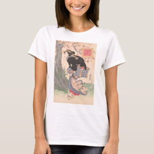 Camiseta Beleza sob Cherry Blossoms Vintage Ukiyo-e