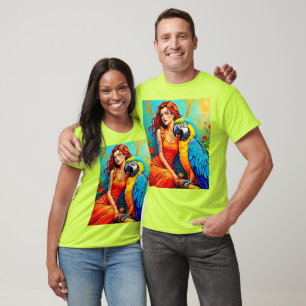 Camiseta Beleza tropical e Design de papagaio azul