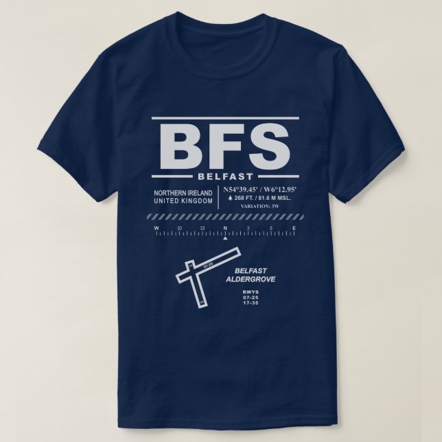 Camiseta Belfast International Airport BFS T-Shirt (Frente do Design)