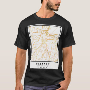 Camiseta Belfast United Kingdom City Street Map Art