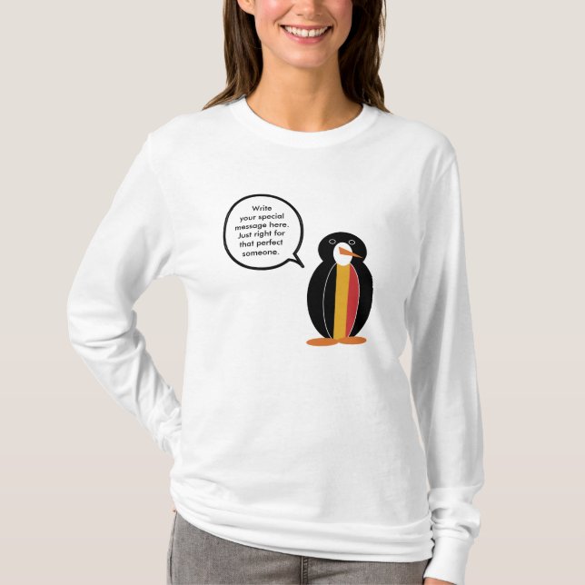 Camiseta Belga: Falando com Penguin Personalizada Mulheres (Frente)