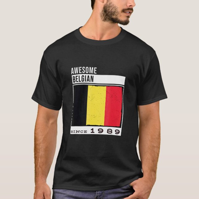 Camiseta Belga Incrível Desde 1989, 33º Aniversário Belga (Frente)