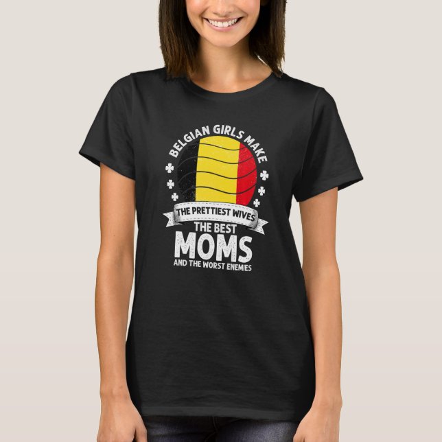 Camiseta Belga Mãe Bélgica Dia de as mães Mama Belga Americ (Frente)