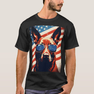 Camiseta Belga Malinois 4 de julho, bandeira americana