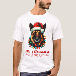 Camiseta Belga Malinois Christmas Hat Xmas
