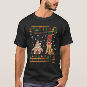 Camiseta Belga Malinois Christmas Ugly Sweater Santa Hat