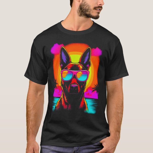 Camiseta Belga Malinois Dog Sunvidles Summer Party (Frente)