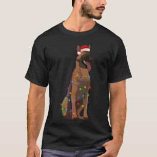 Camiseta Belga Malinois Natal Luz Xmas Cão Lover S