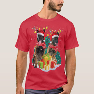 Camiseta Belga Malinois Reindeer Hat Papais noeis