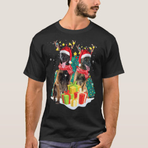 Camiseta Belga Malinois Reindeer Hat Papais noeis