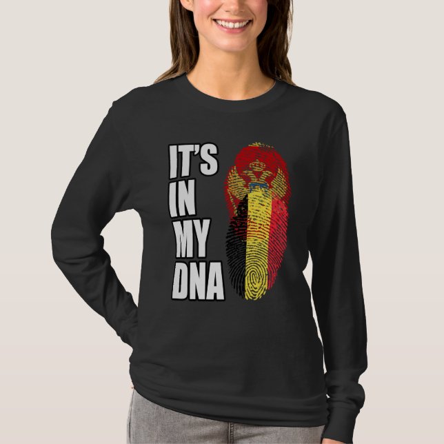 Camiseta Belgian And Montenegrin Mix DNA Heritage Flag (Frente)