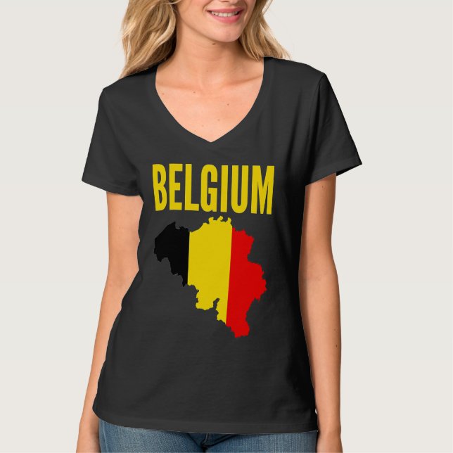 Camiseta Belgian  Belgium Country Map Flag (Frente)