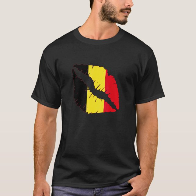 Camiseta Belgian Flag Lips Belgie Belgian Pride Belgian Roo (Frente)