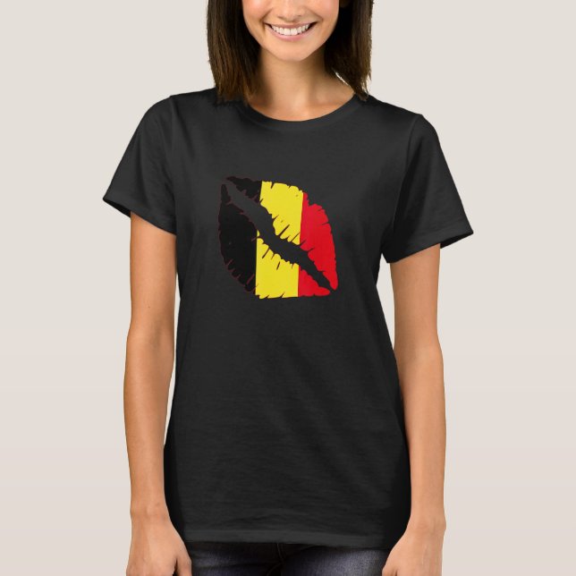 Camiseta Belgian Flag Lips Belgie Belgian Pride Belgian Roo (Frente)
