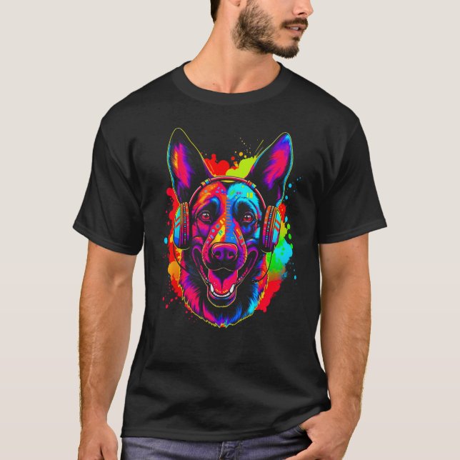 Camiseta Belgian Malinois Dog DJ Festival (Frente)
