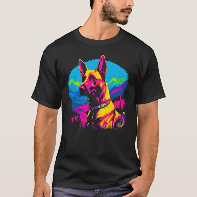 Camiseta Belgian Malinois Dog Pop Art (Frente)