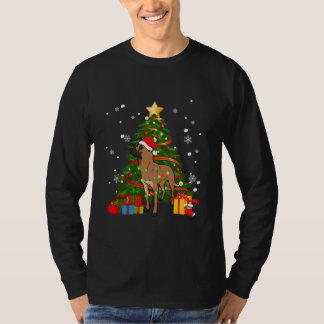 Camiseta Belgian Malinois Santa Christmas Tree Light