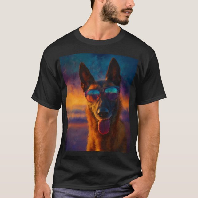 Camiseta Belgian Malinois Wearing Sunglasses (Frente)