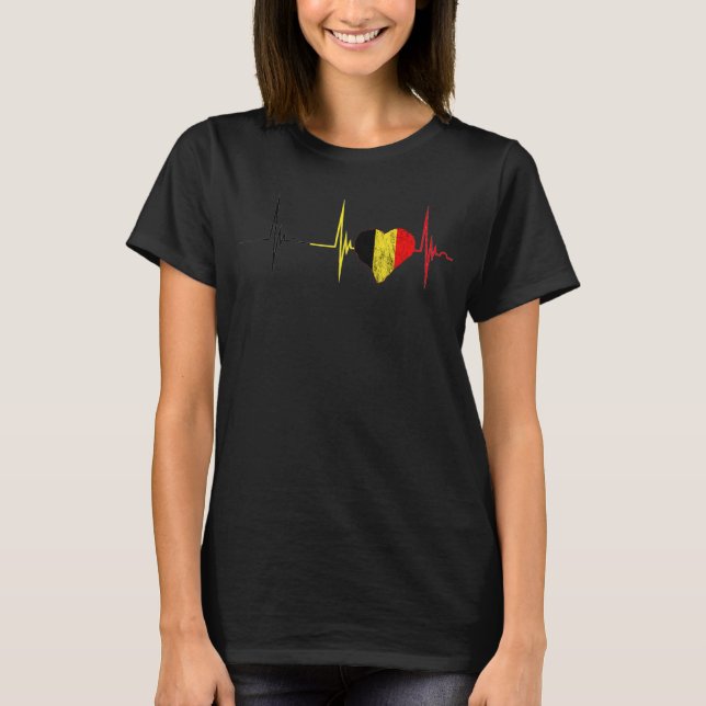 Camiseta Belgian Pride Heart Heartbeat EKG Pulse Belgium Be (Frente)