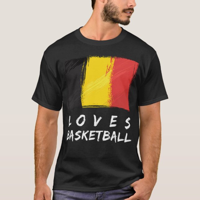 Camiseta Bélgica ama basquete (Frente)