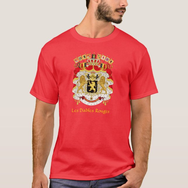 Camiseta Bélgica Casaco de Armas Les Diables Rouges T-Shirt (Frente)