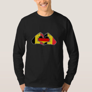Camiseta Bélgica e Alemanha Coração mão amizade