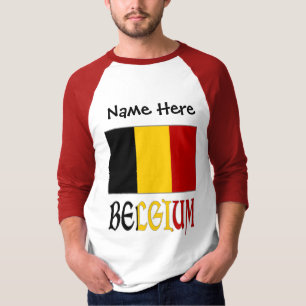 Camiseta Bélgica e Bandeira belga Personalizada