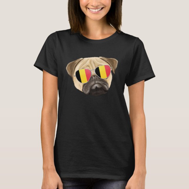 Camiseta Bélgica Flag Pug Dog Belgium Pocket (Frente)