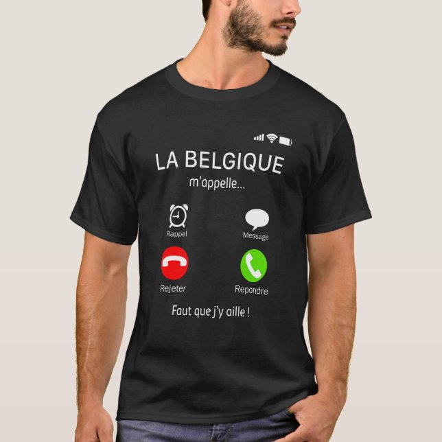 Camiseta Bélgica Me Chama Faut Que I was Phone Screen (Frente)