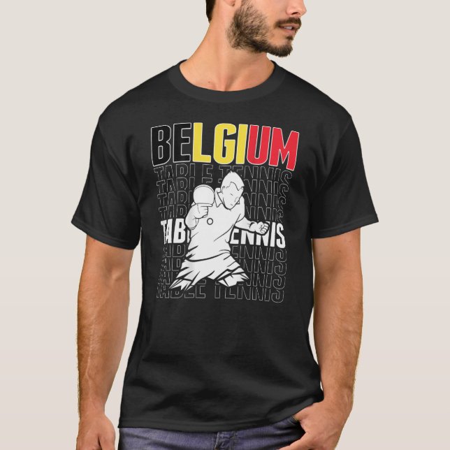 Camiseta Bélgica Mesa de apoio à Tênis belga Ping Pong T (Frente)