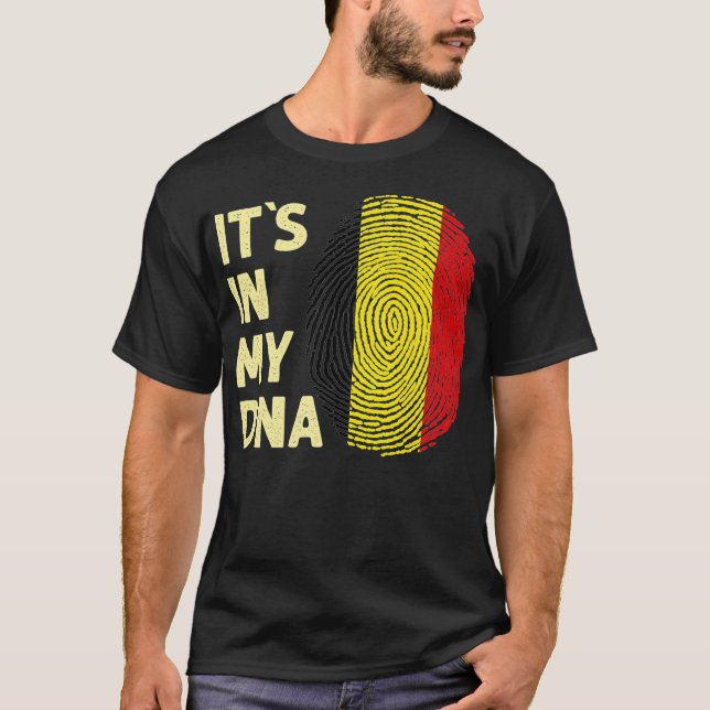 Camiseta Bélgica no meu DNA Equipe Belga de Bandeira Bélgic (Frente)