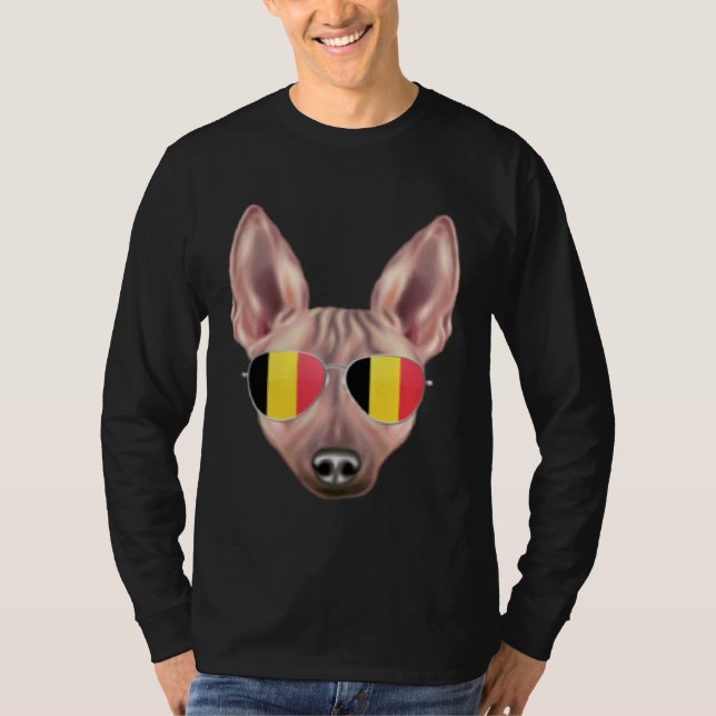 Camiseta Belgium Flag American Hairless Terrier Dog Belgium (Frente)