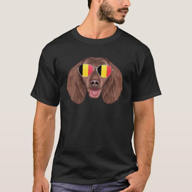 Camiseta Belgium Flag American Water Spaniel Dog Belgium Po (Frente)