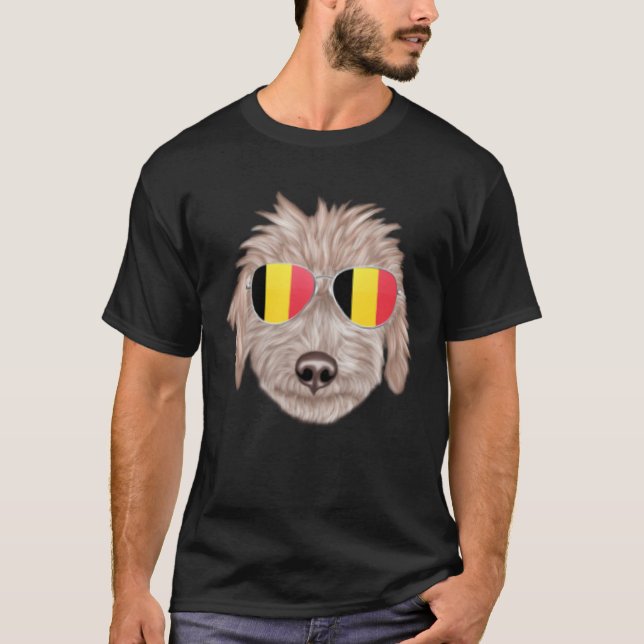 Camiseta Belgium Flag Bedlington Terrier Dog Belgium Pocket (Frente)