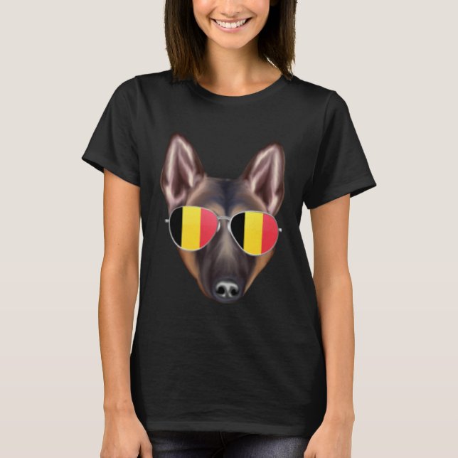 Camiseta Belgium Flag Belgian Tervuren Dog Belgium Pocket (Frente)