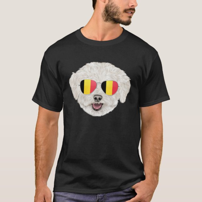 Camiseta Belgium Flag Bichons Frise Dog Belgium Pocket (Frente)