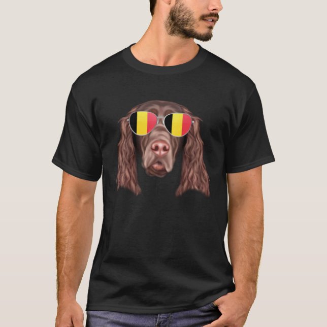 Camiseta Belgium Flag Field Spaniel Dog Belgium Pocket (Frente)