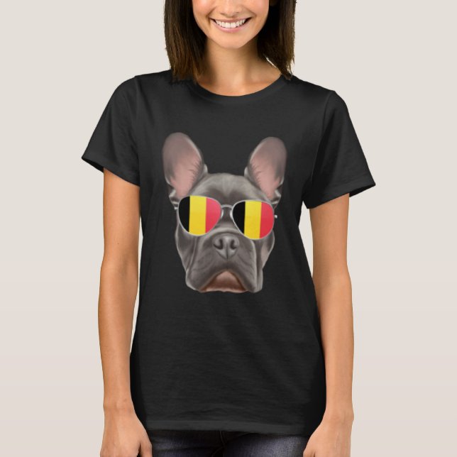 Camiseta Belgium Flag French Bulldog Dog Belgium Pocket (Frente)