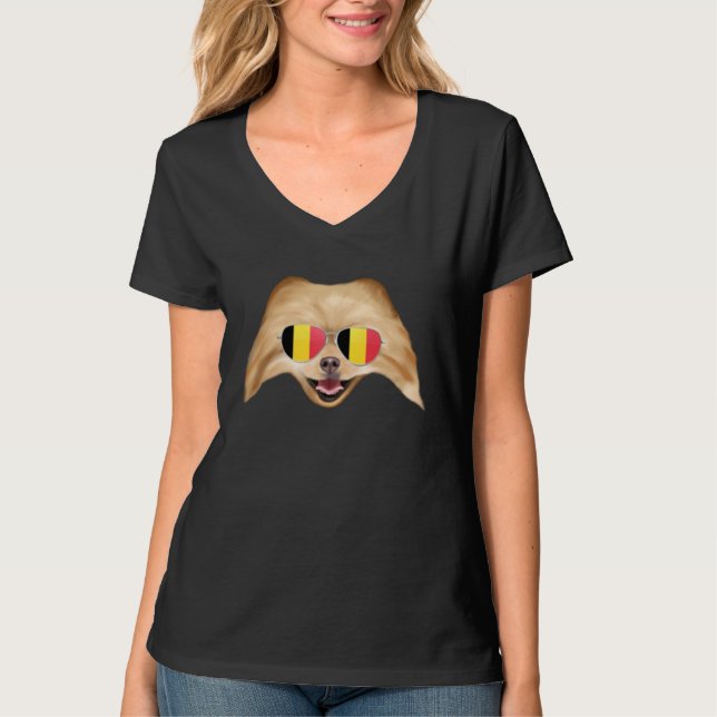 Camiseta Belgium Flag Pomeranian Dog Belgium Pocket (Frente)