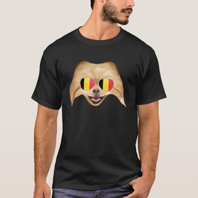 Camiseta Belgium Flag Pomeranian Dog Belgium Pocket (Frente)
