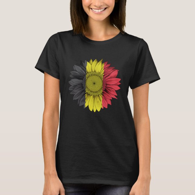 Camiseta Belgium Flag Sunflower Belgian Roots Proud Patriot (Frente)