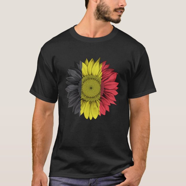 Camiseta Belgium Flag Sunflower Belgian Roots Proud Patriot (Frente)