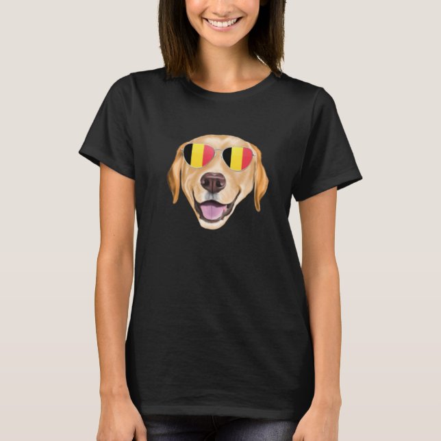 Camiseta Belgium Flag Yellow Labrador Retriever Dog Belgium (Frente)