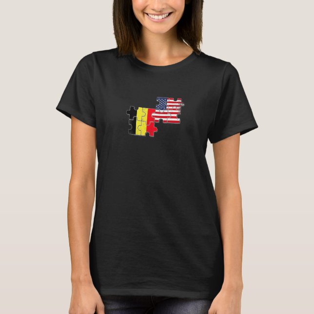 Camiseta Belgium USA Belgian American Flag   (Frente)