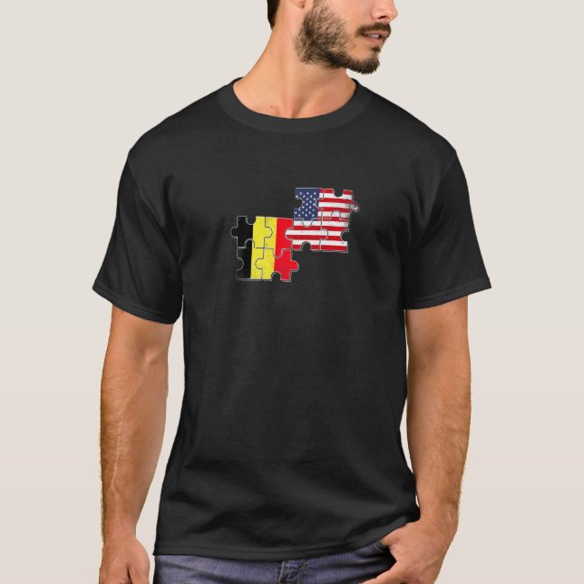Camiseta Belgium USA Belgian American Flag   (Frente)
