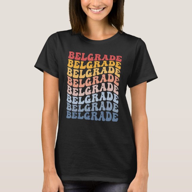 Camiseta Belgrade City Groovy Retro (Frente)