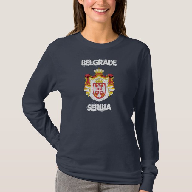 Camiseta Belgrado, Sérvia com casaco de armas (Frente)