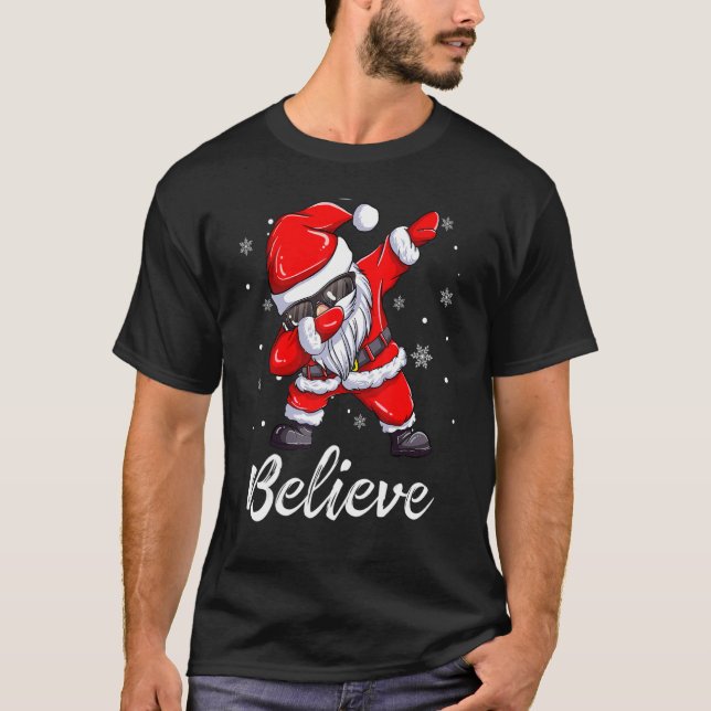 Camiseta Believe Christmas Dabbing Santa Claus Kids Boys Gi (Frente)
